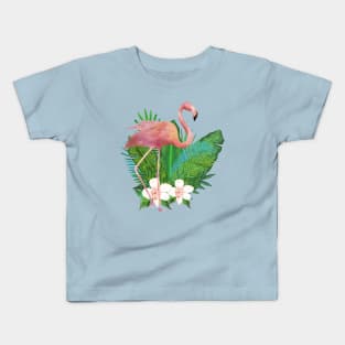 Pink Flamingo Island Vibes Kids T-Shirt